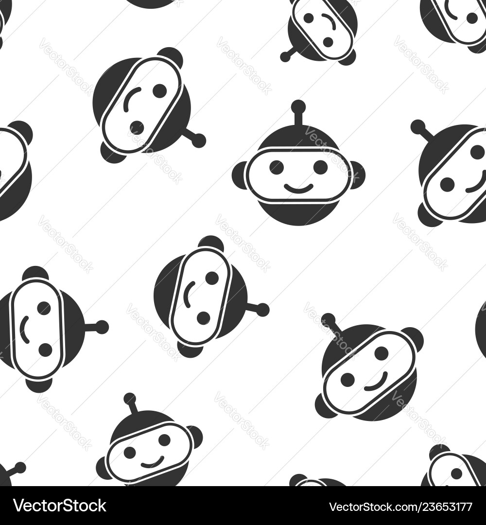 Robot Chatbot Icon - Seamless Pattern vector image