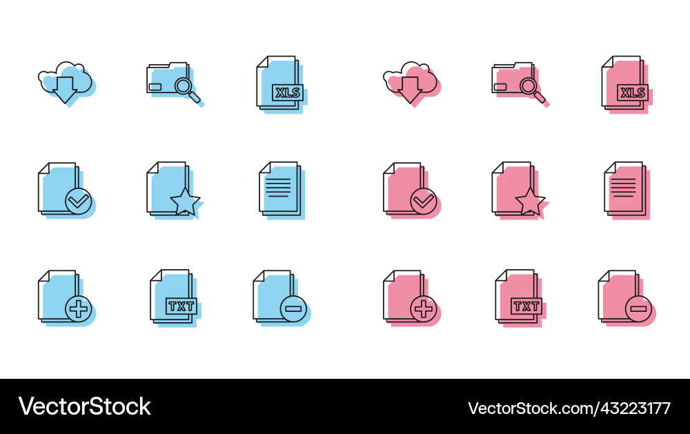 Set line add new file txt document cloud Set line add new file txt document cloud vector image