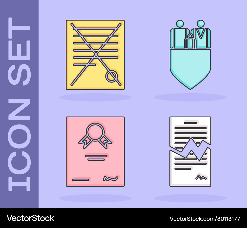 Set torn contract delete file document Set torn contract delete file document vector image