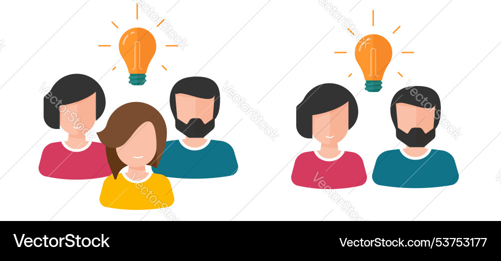 Team expert insight idea icon flat cartoon Team expert insight idea icon flat cartoon vector image