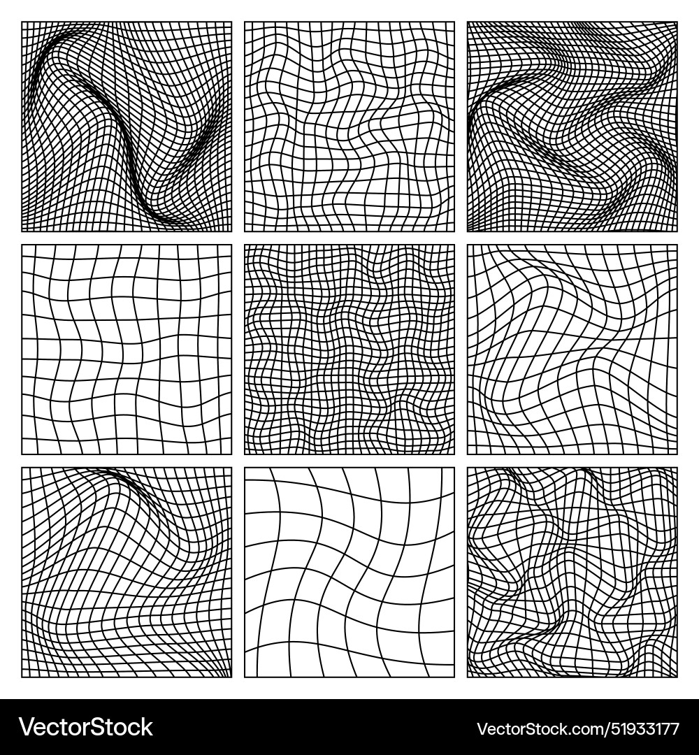 Wireframe shapes lined perspective mesh 3d grid Vector Image