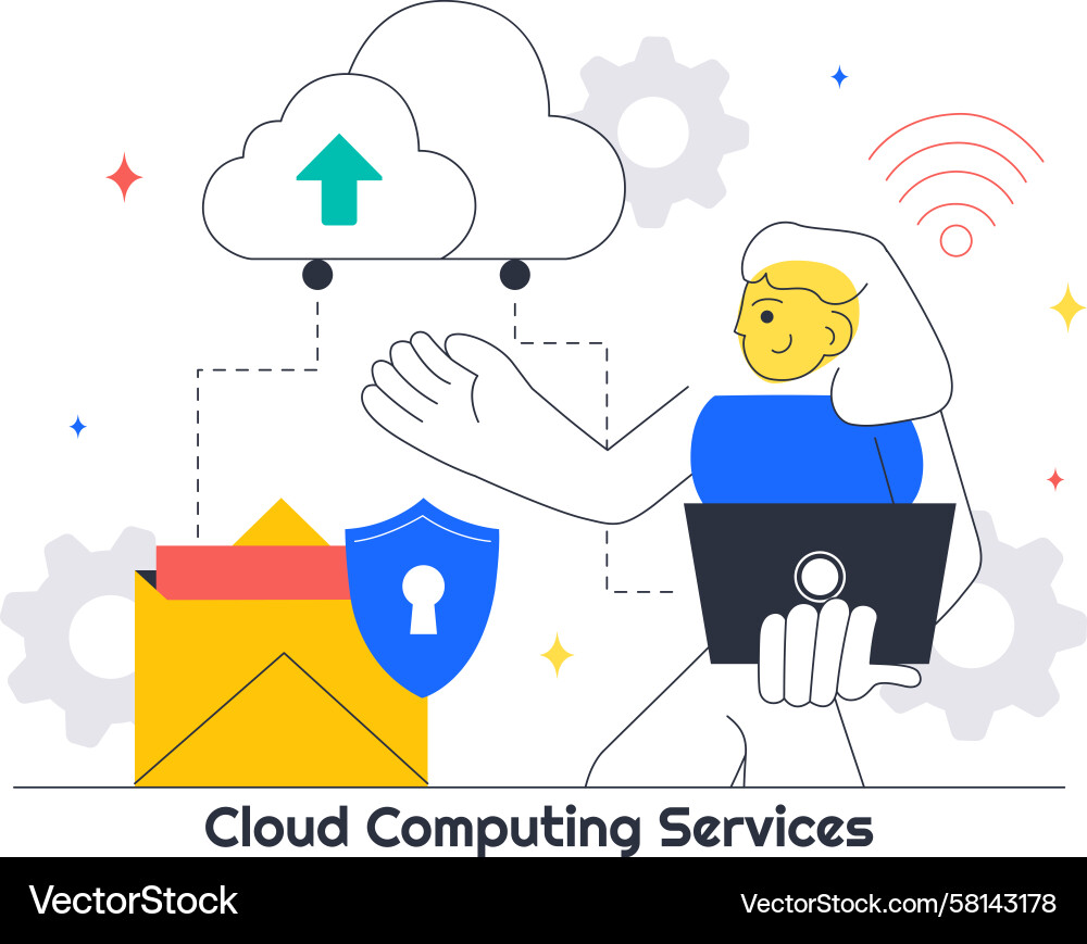 Cloud Computing & Digital Technology Vector Image