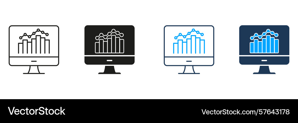 Computer monitor with graph line and solid icon Computer monitor with graph line and solid icon vector image