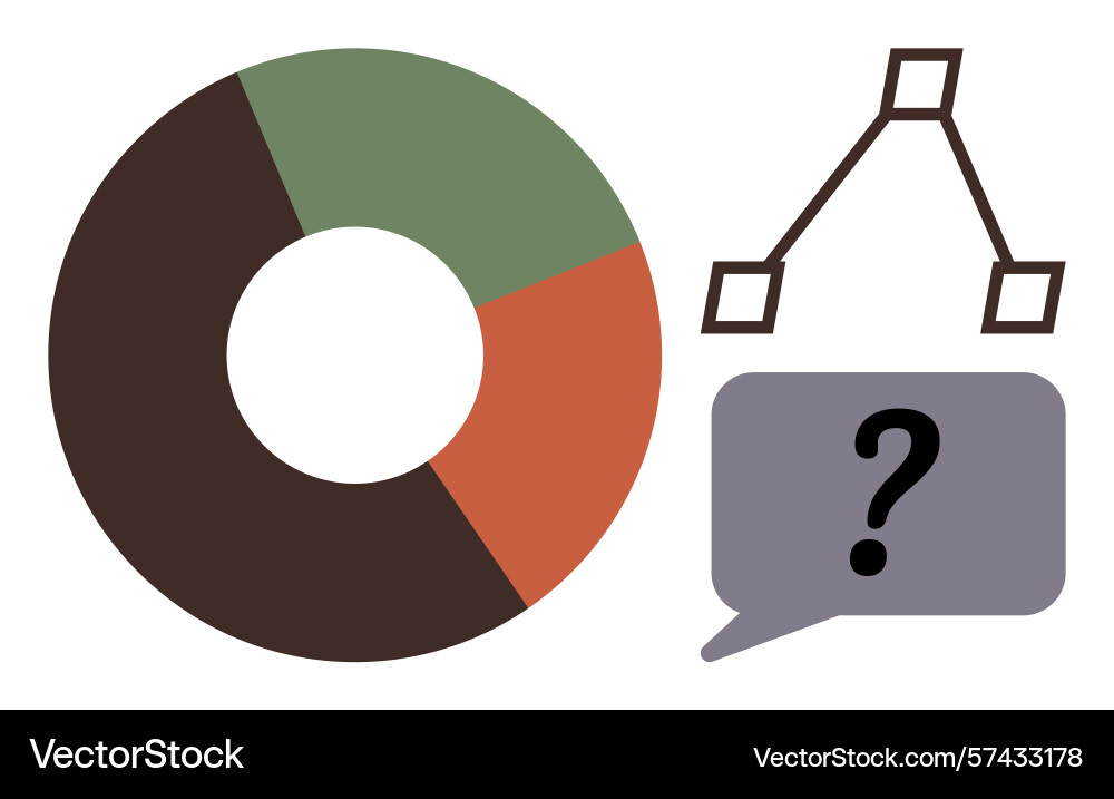 Data analysis concepts with pie chart network vector image
