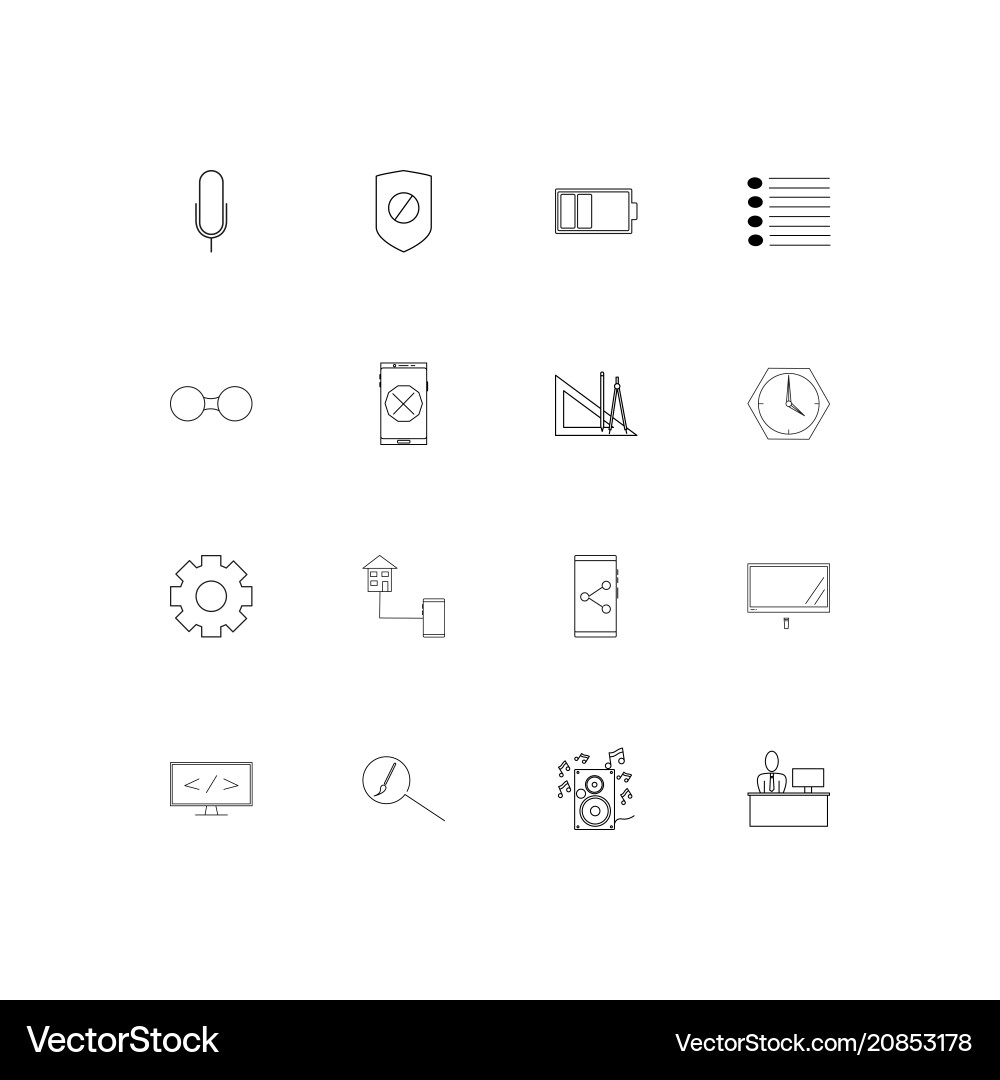 Devices linear thin icons set outlined simple vector image