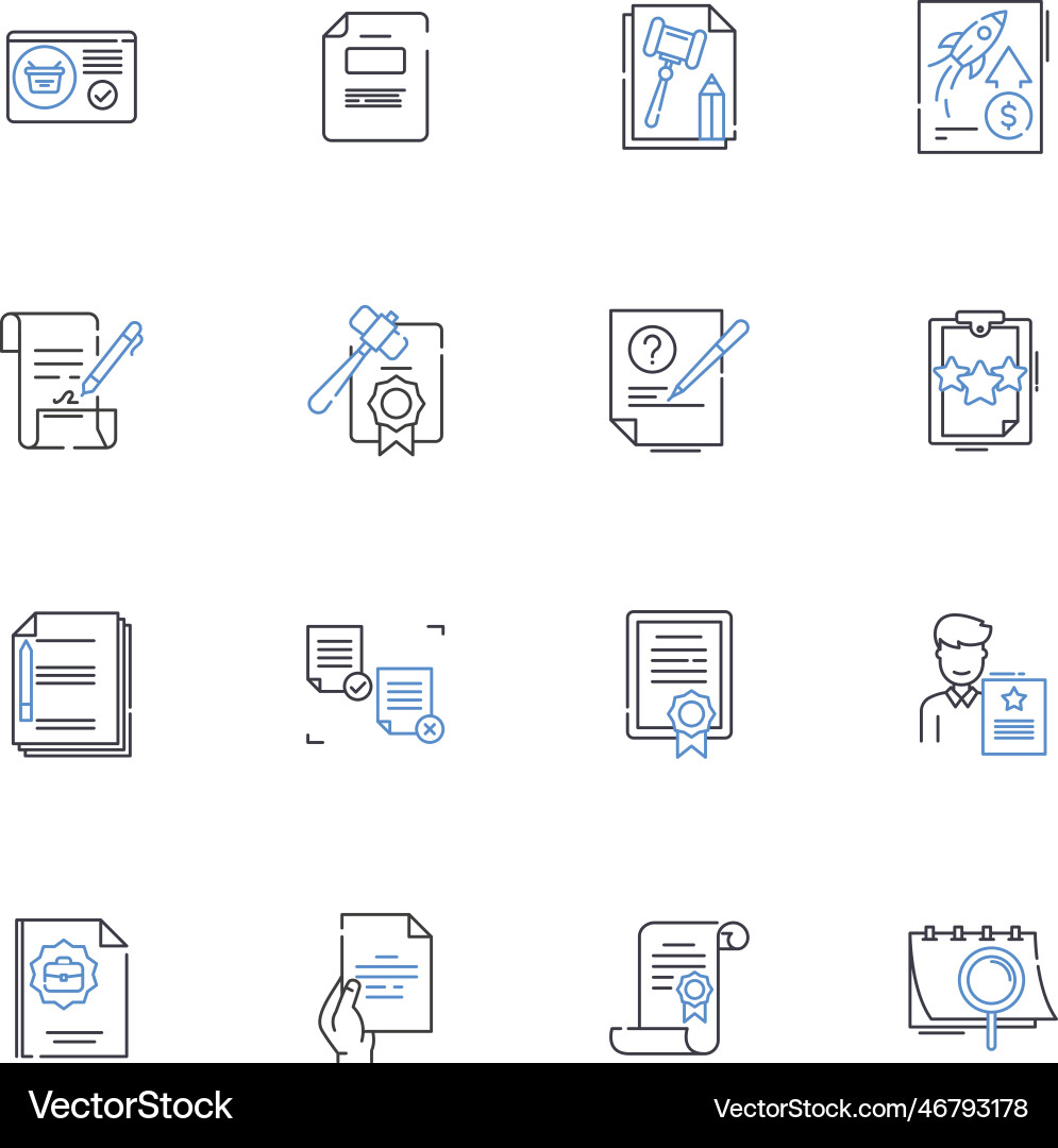 Document line icons collection record file Document line icons collection record file Vector Image