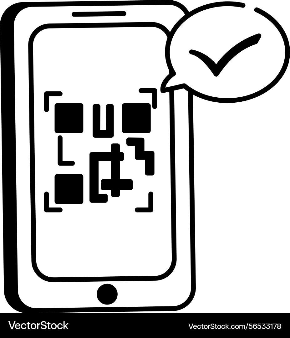 Doodle style showing qr scan Vector Image