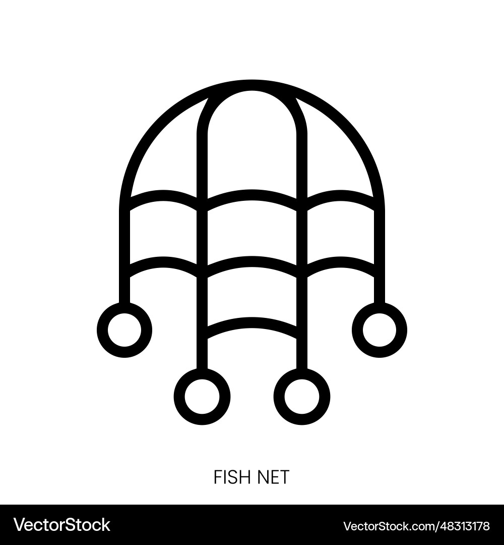 Fish net icon line art style design isolated Vector Image