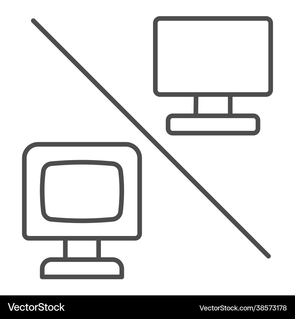 Flat versus convex monitor thin line icon Flat versus convex monitor thin line icon vector image