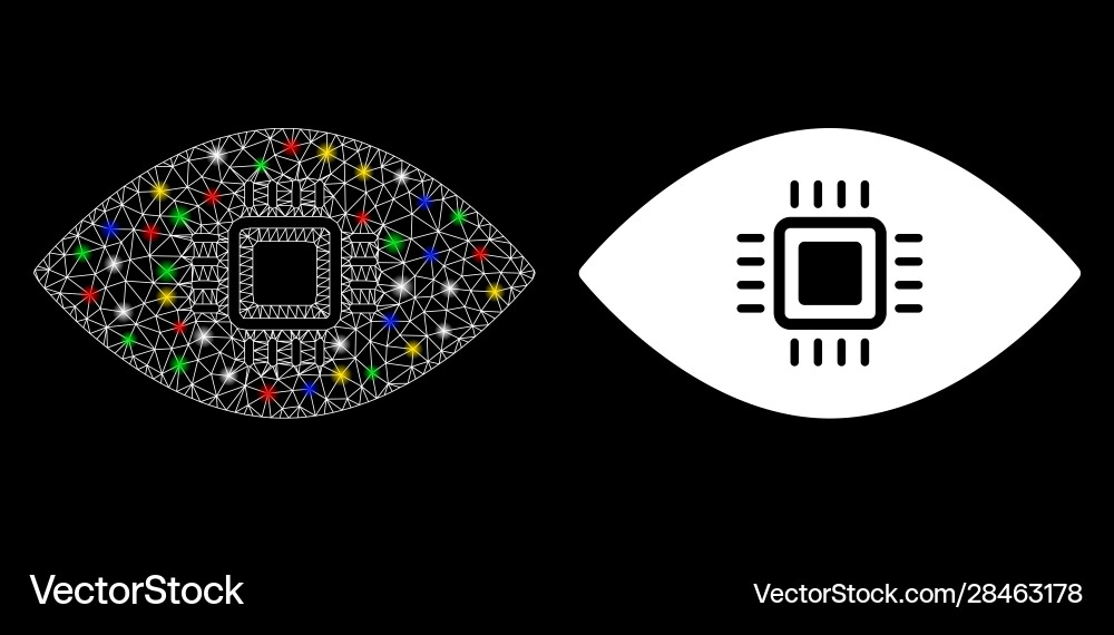Glossy mesh 2d artificial vision icon with flash Glossy mesh 2d artificial vision icon with flash vector image