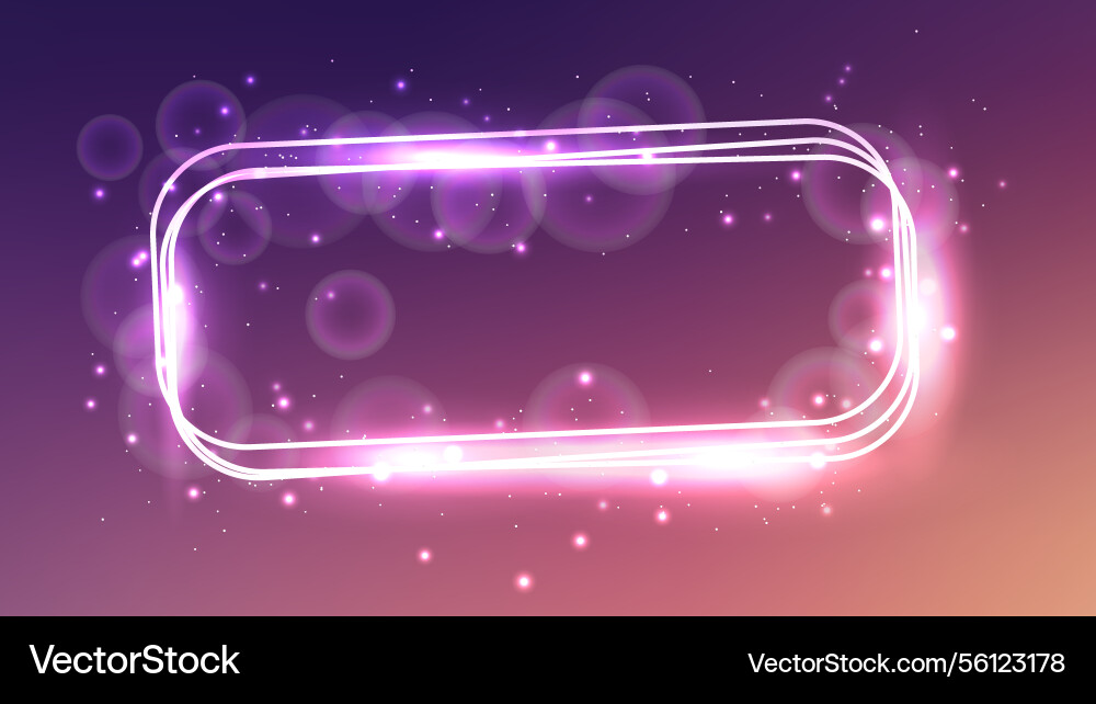Neon rectangular frame with shining effects Neon rectangular frame with shining effects vector image
