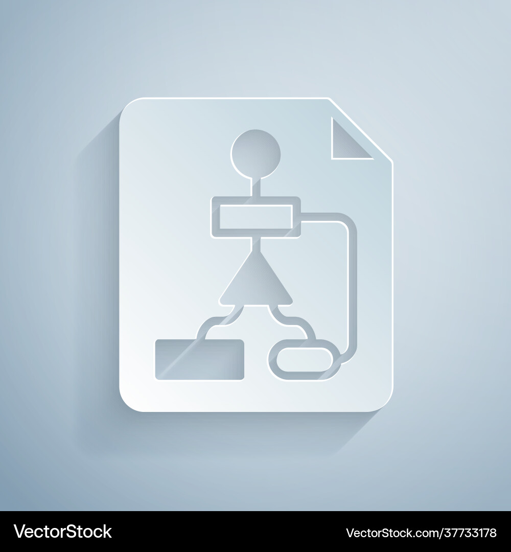 Paper cut tile flowchart for program design vector image