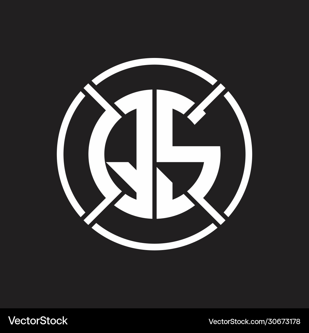 QS Monogram Circle with Slash Vector Image