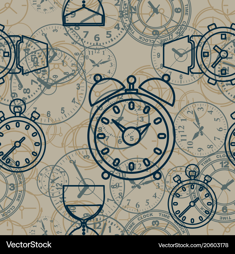 Seamless pattern composed of images hours Vector Image