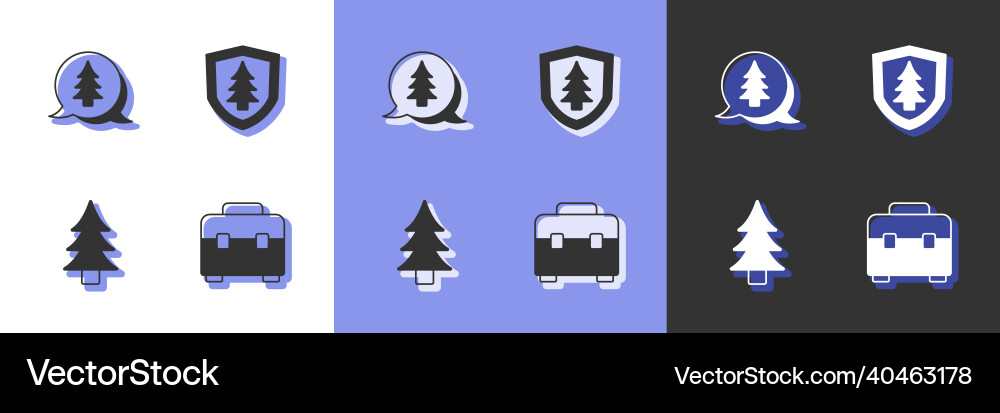 Set toolbox tree and shield with icon Set toolbox tree and shield with icon vector image