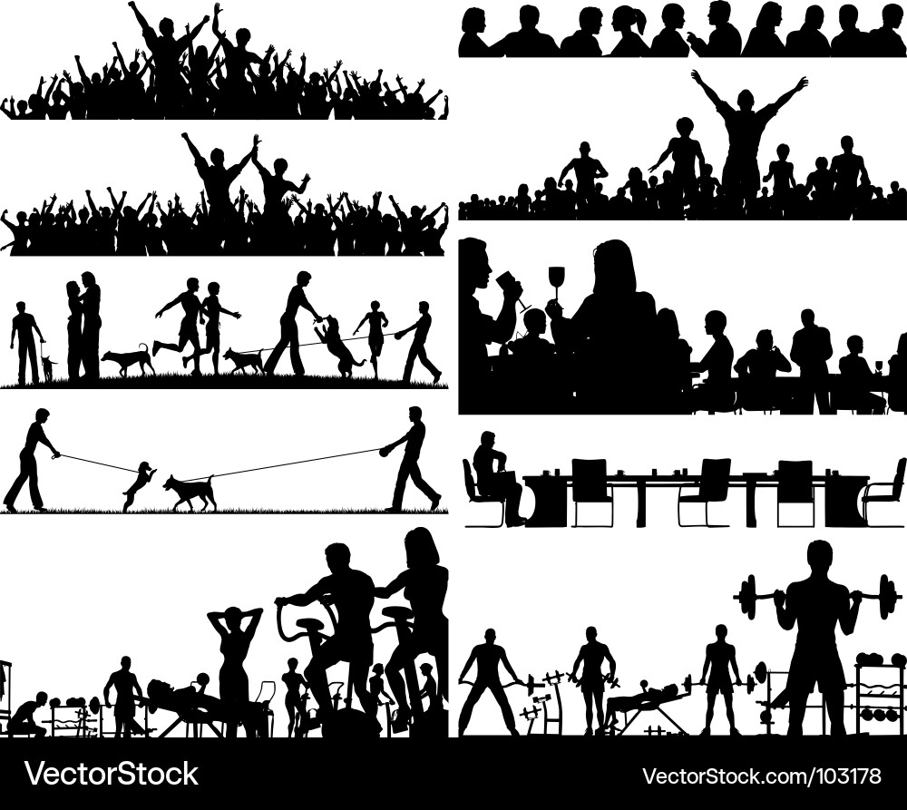 Silhouetted People Groupings vector image