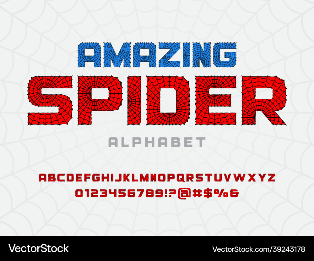 Spider Web Font & Symbol Set vector image