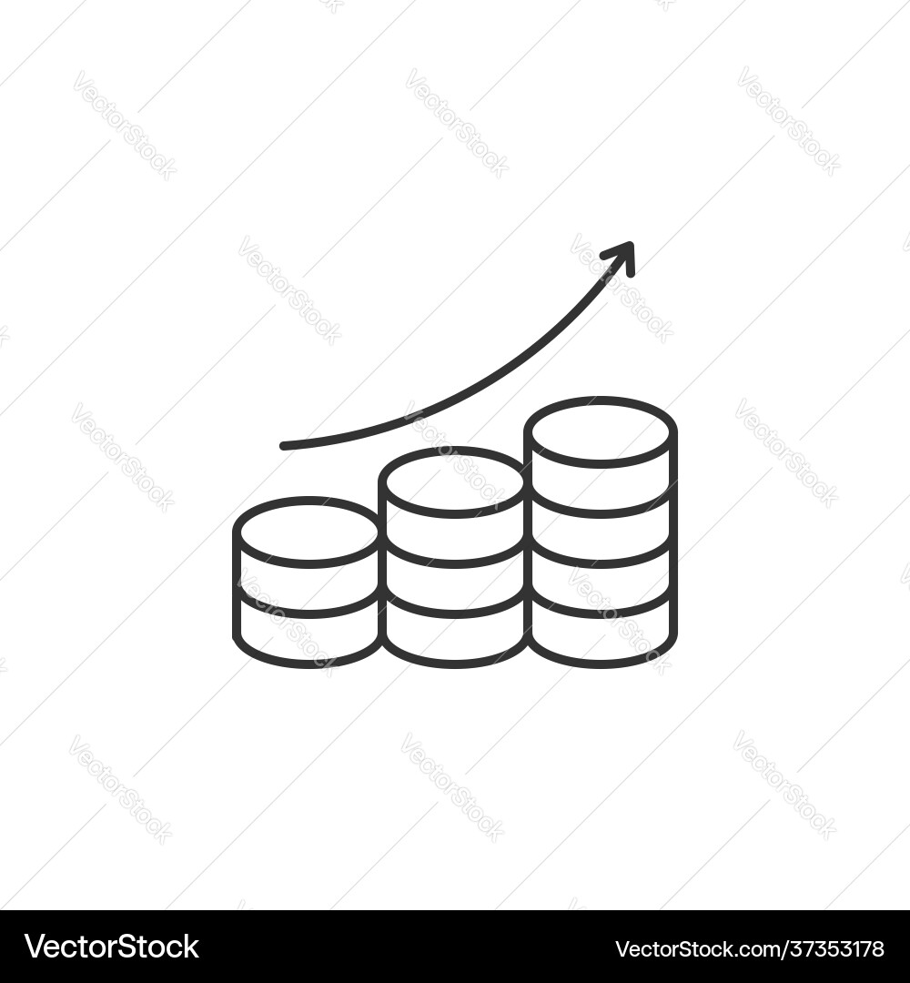 Stack of Coins with Upward Arrow Icon Vector Image