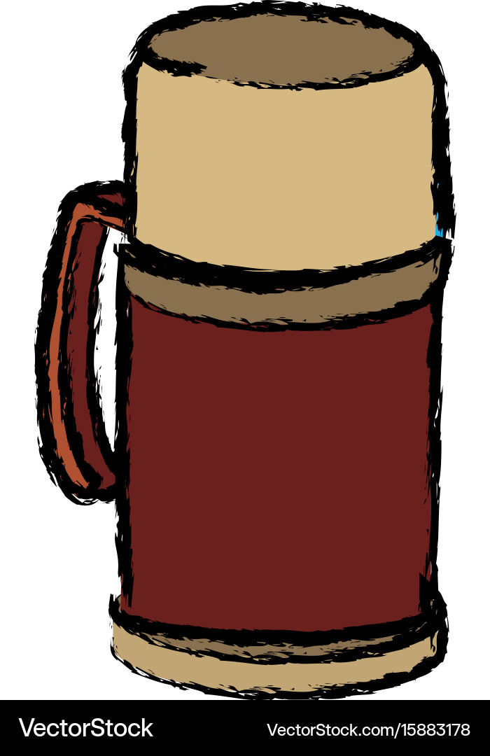 Thermo flask bottle beverage handle object Vector Image