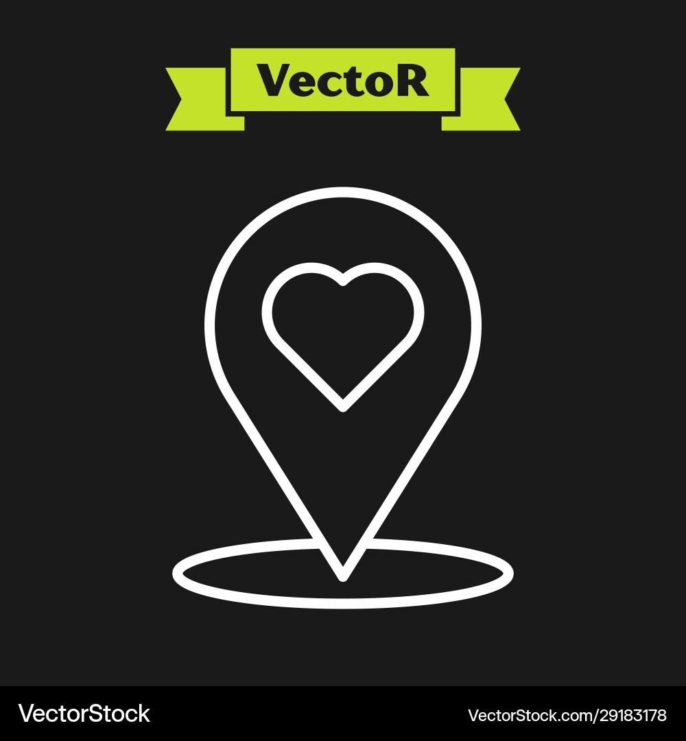 White line map pointer with heart icon isolated White line map pointer with heart icon isolated vector image