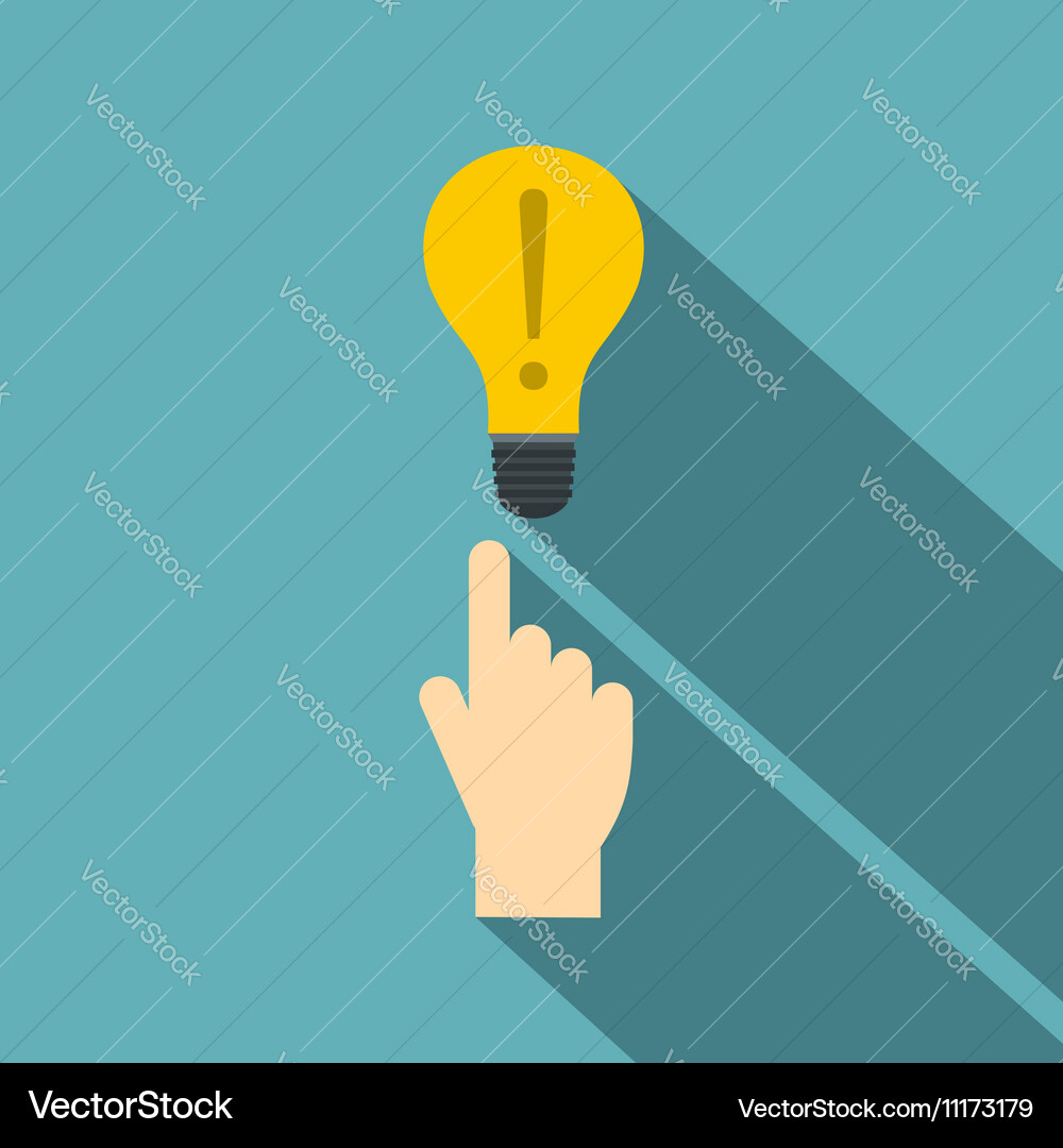 A finger pointer and light bulb icon flat style Vector Image