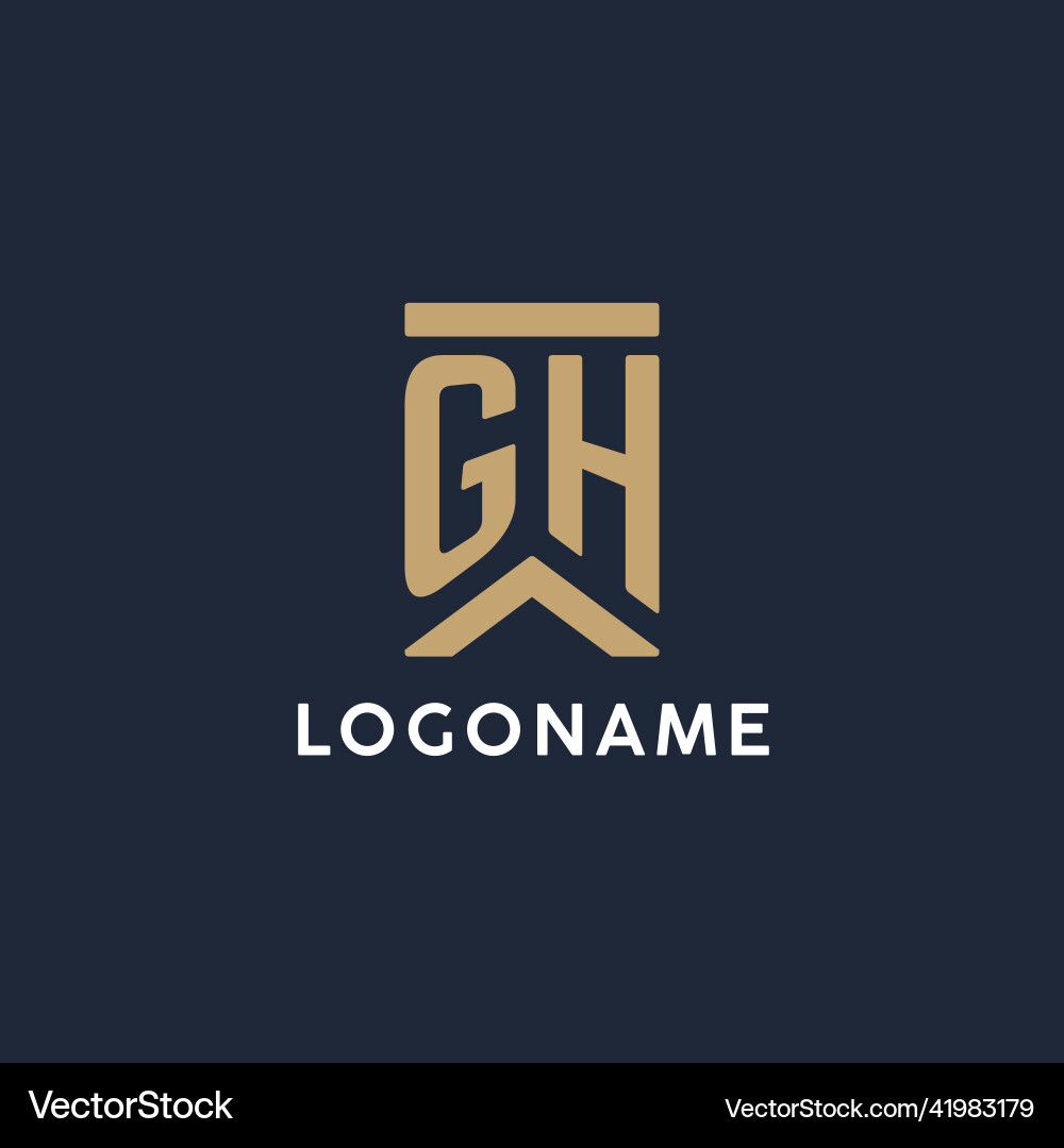 Gh initial monogram logo design in a rectangular Vector Image