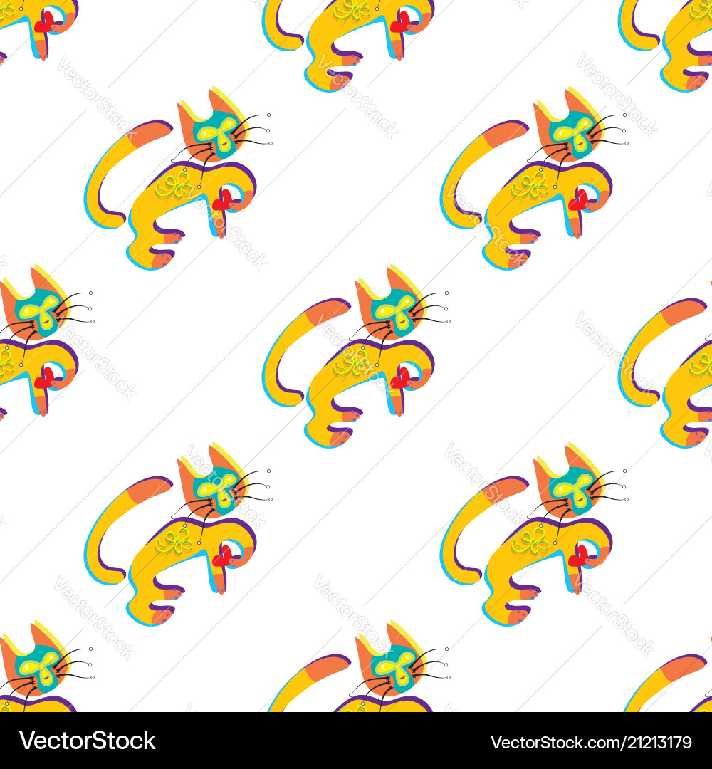 Ginger cat seamless cute in love madly emotion Ginger cat seamless cute in love madly emotion vector image