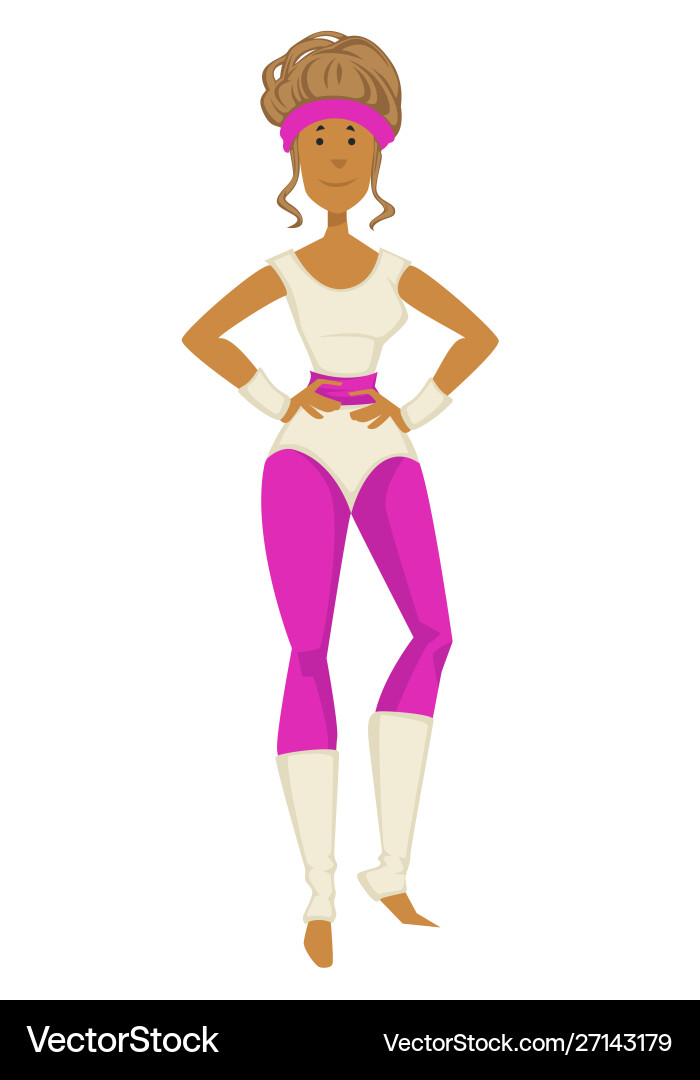 Girl in 80s fitness outfit 1980s fashion Girl in 80s fitness outfit 1980s fashion vector image