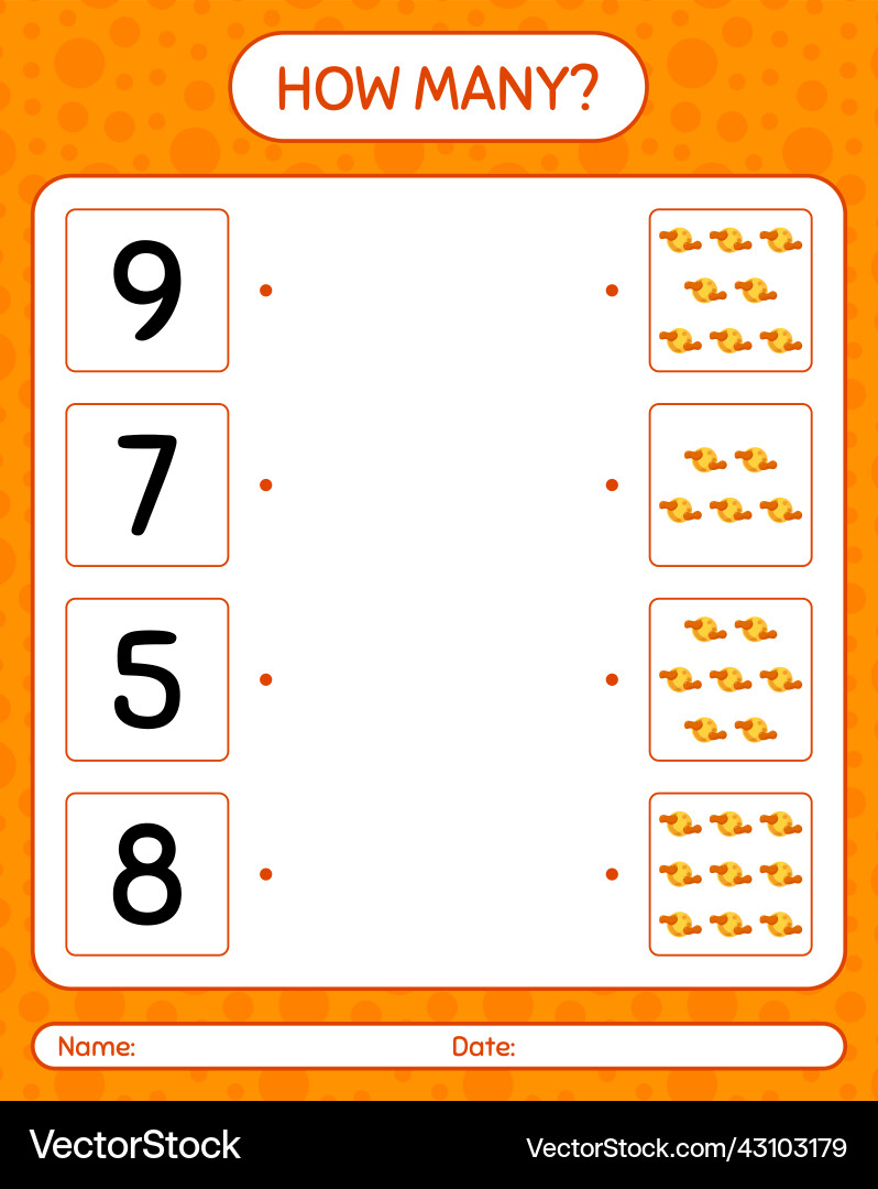 How many counting game with full moon worksheet How many counting game with full moon worksheet vector image