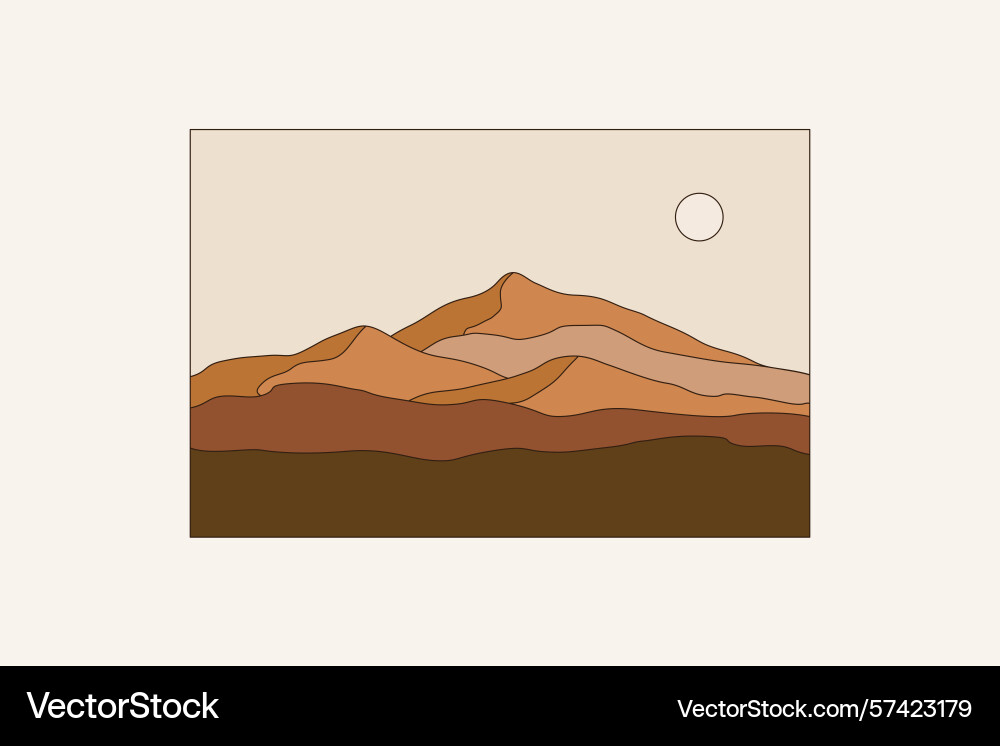 In simple line style - boho abstract print vector image