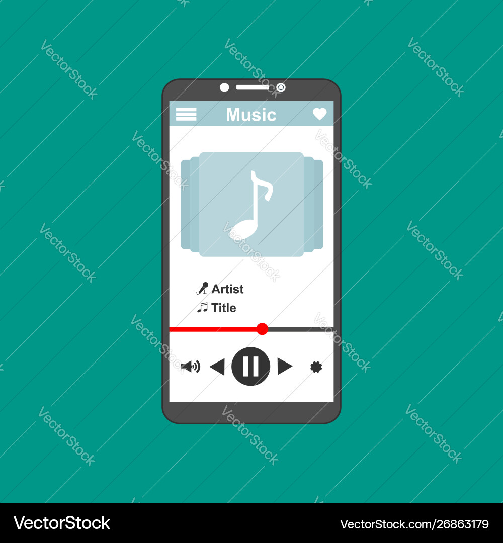 Media player application app template with flat Media player application app template with flat vector image