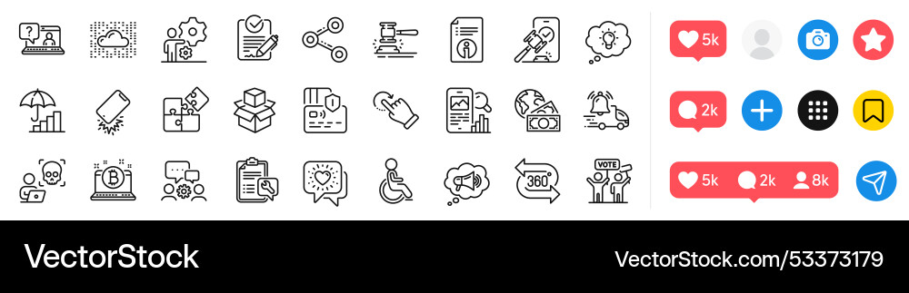 Puzzle rfp and technical info line icons pack Puzzle rfp and technical info line icons pack vector image