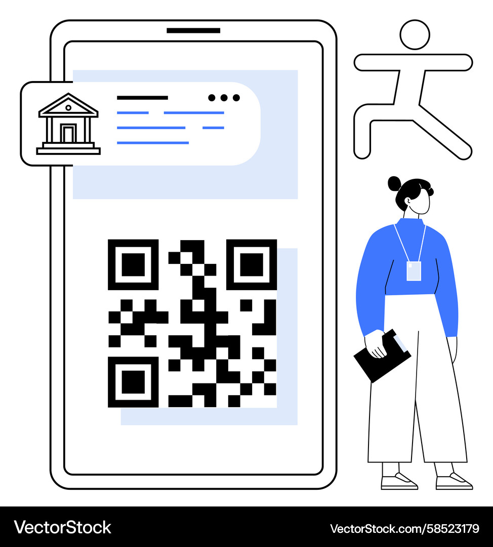 QR Code on Smartphone - Fintech App Vector Image