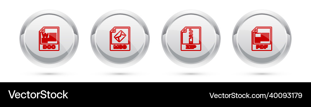 Set line doc file document msg zip and pdf Vector Image