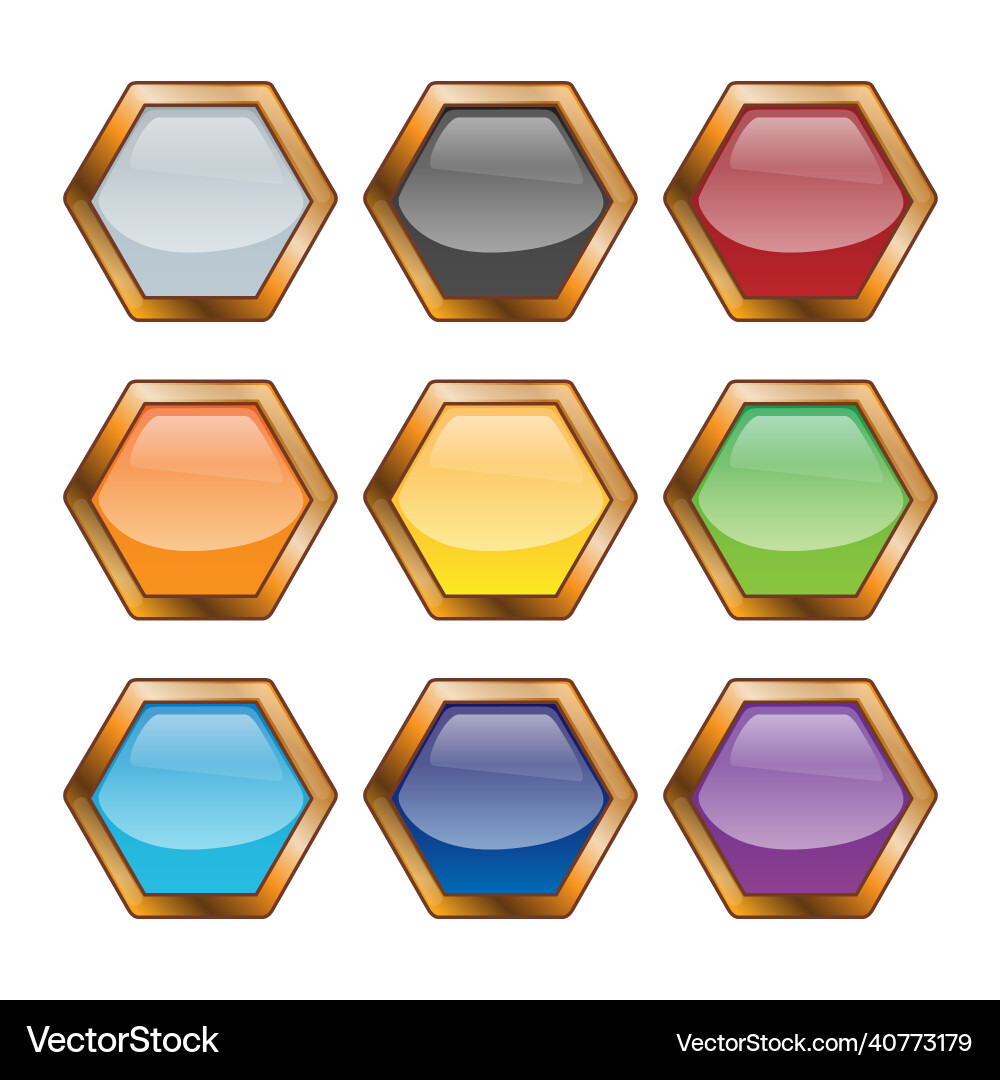 Set of bright blank buttons metallic frames Vector Image