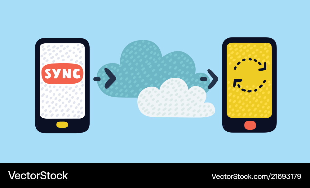 Smartphone and tablet data synchronization Smartphone and tablet data synchronization vector image