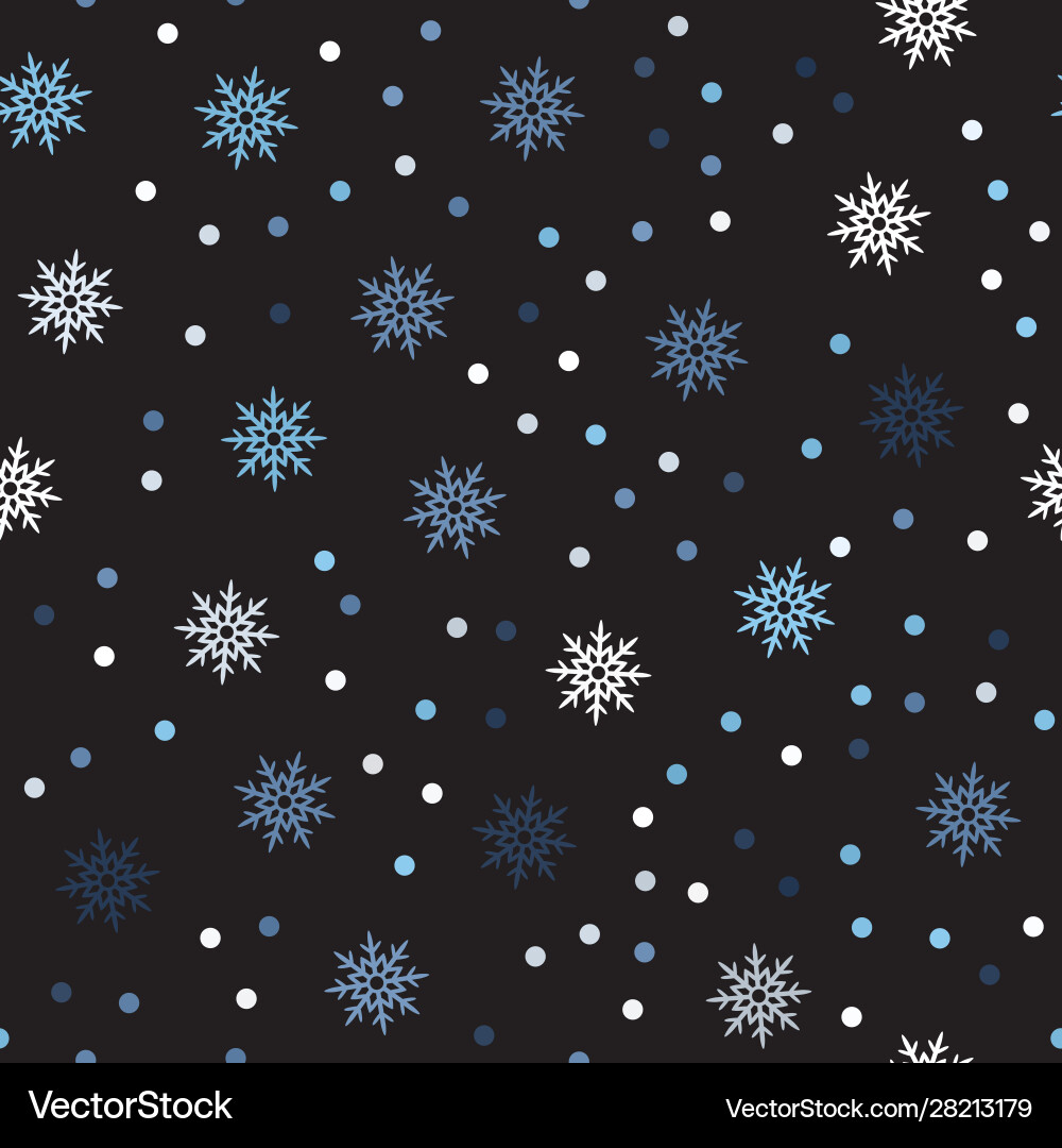 Snowflake pattern with dots seamless background Snowflake pattern with dots seamless background vector image