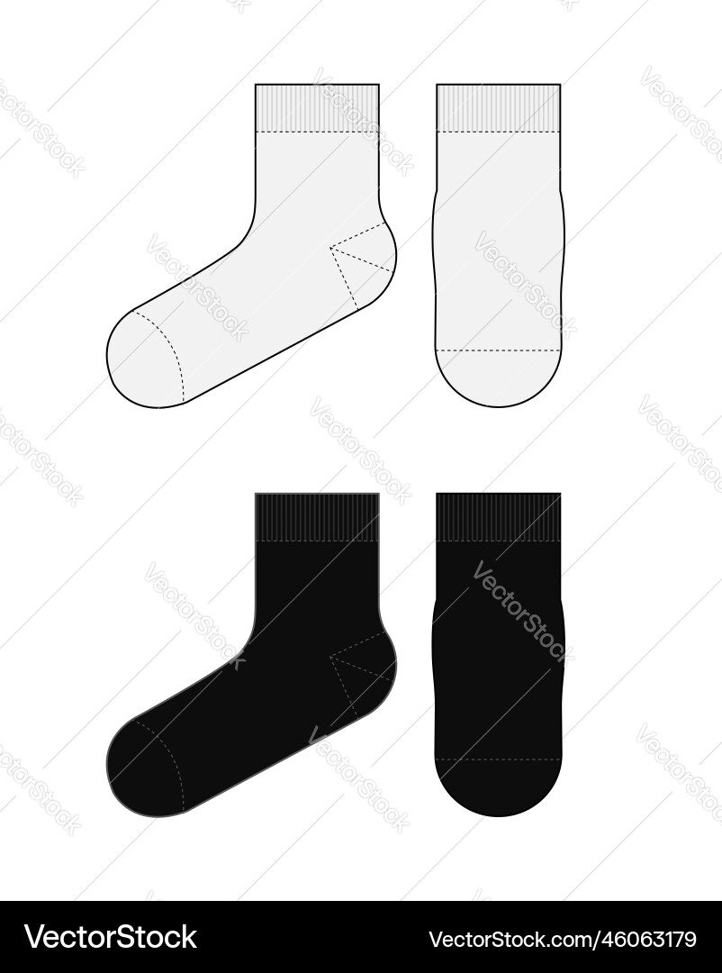 Socks template set front side view Socks template set front side view vector image