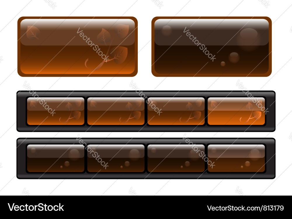 Transparent Buttons with Leaf and Bubble Elements vector image