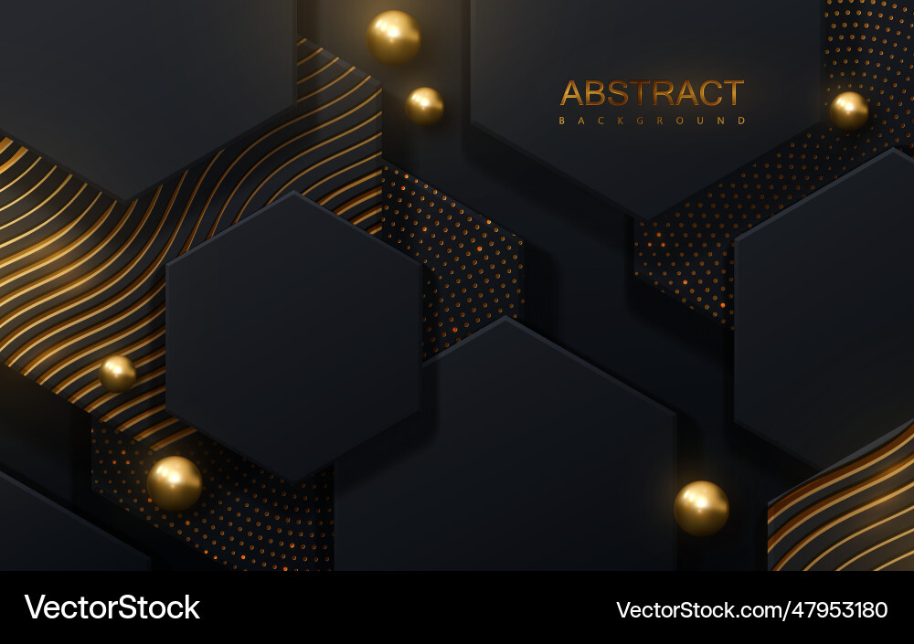Abstract background with black hexagon tiles Vector Image