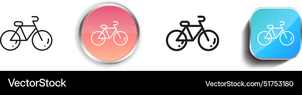 Bicycle icon thin linear regular and button style vector image