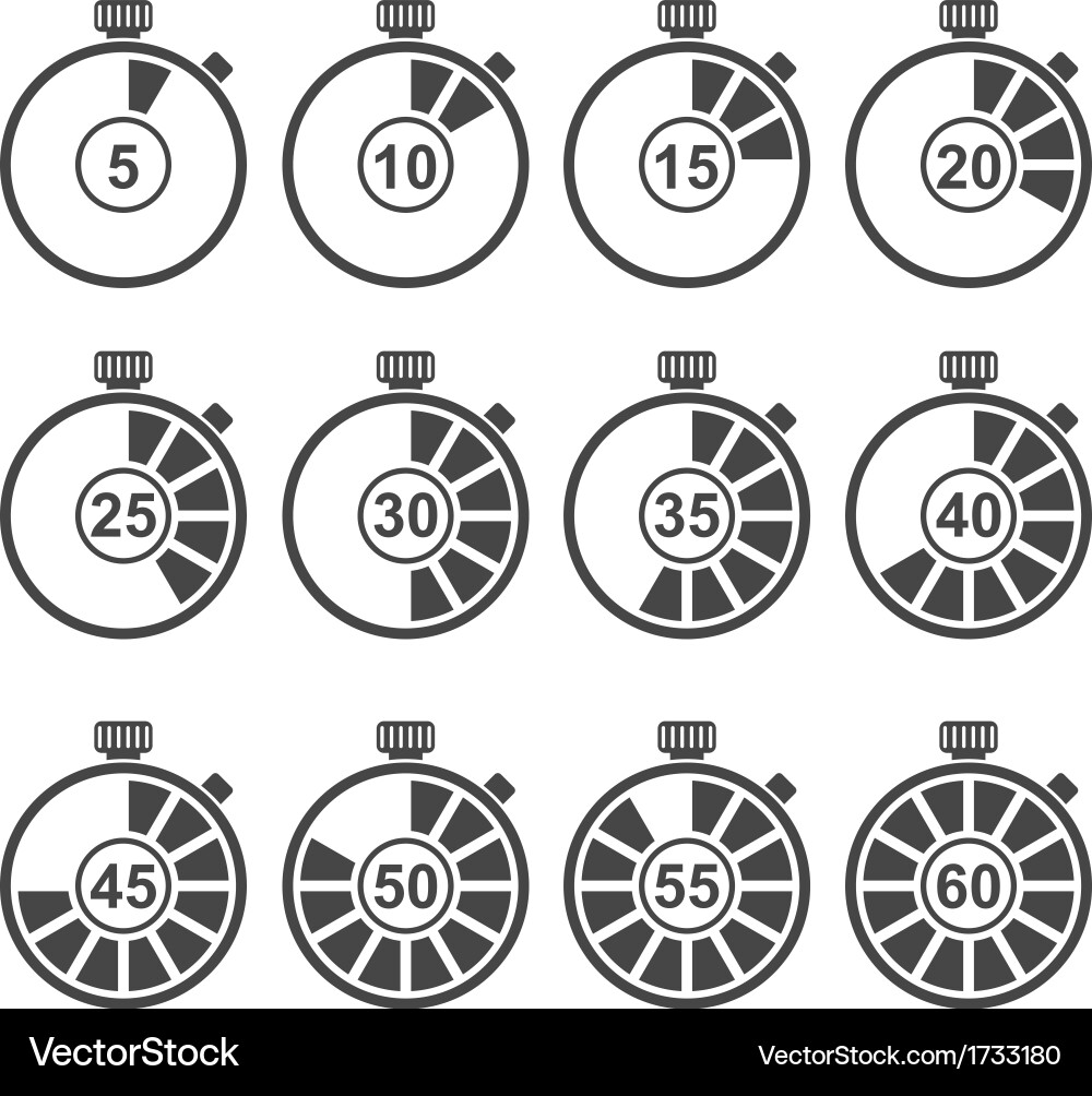 Clock Icon Set - Timer Symbols vector image