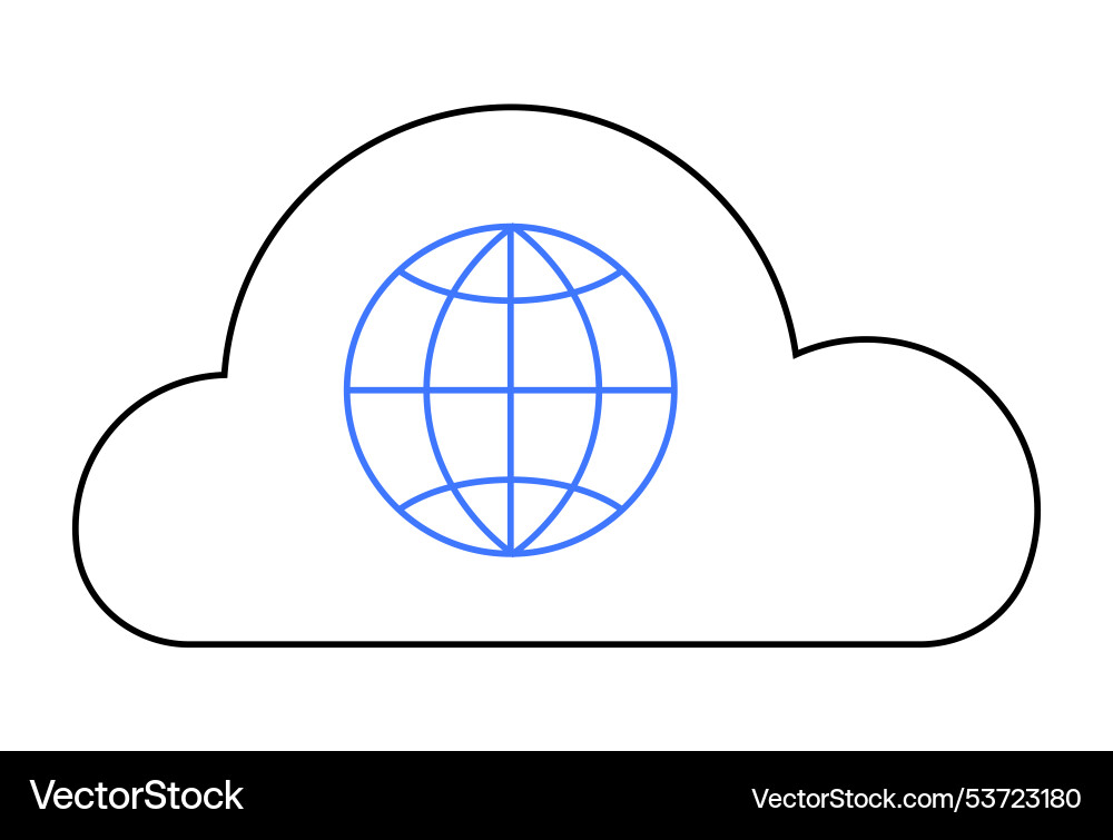 Cloud with a globe symbol signifying global Cloud with a globe symbol signifying global vector image