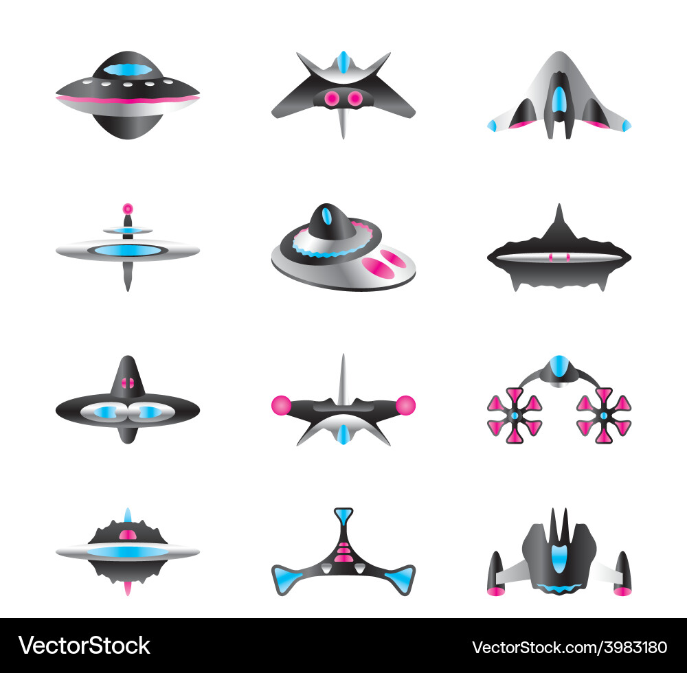 Different types of spaceships vector image