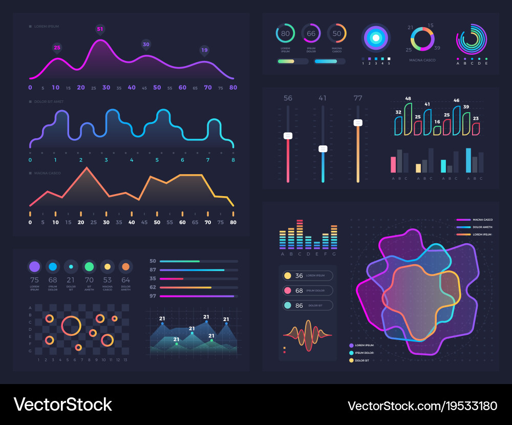 Digital Interface & Workflow Charts vector image