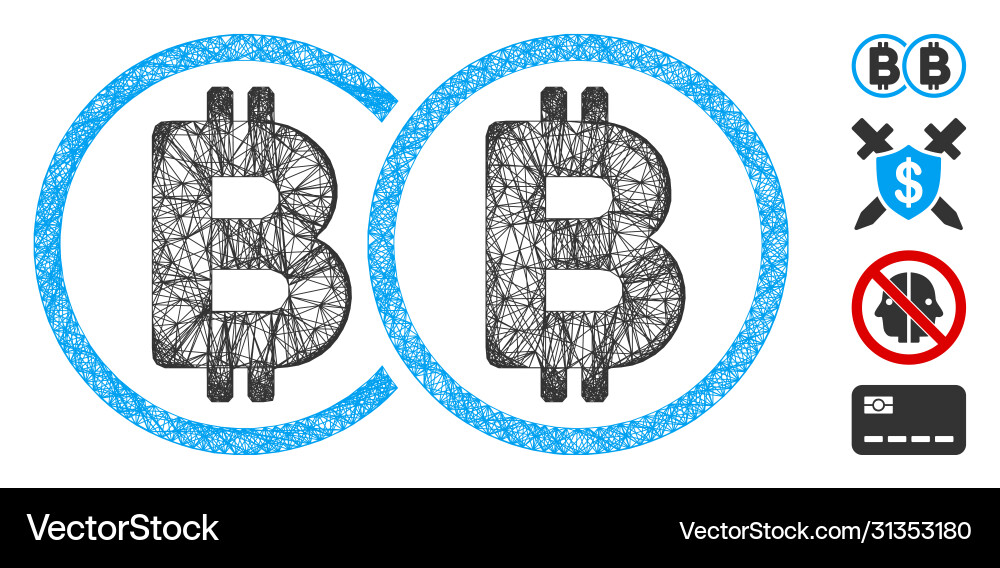 Double bitcoin web mesh vector image