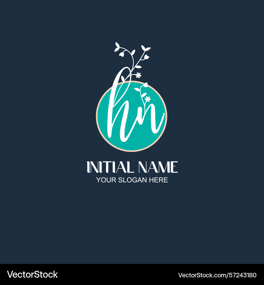 Elegant hn initial logo design with botanical Vector Image