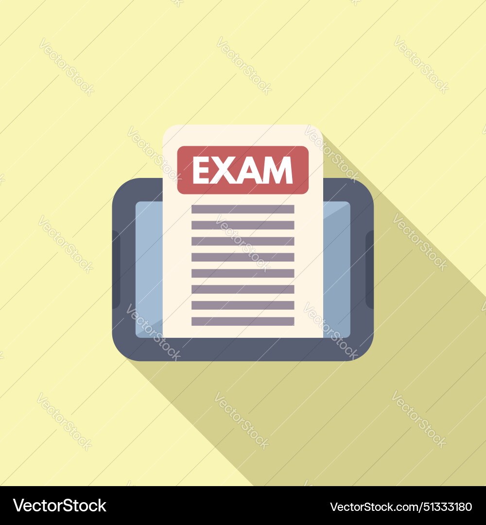 Flat design icon of an exam paper on a clipboard Vector Image
