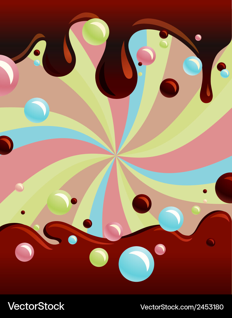 Flowing Chocolate Syrup with Bubbles Vector Image
