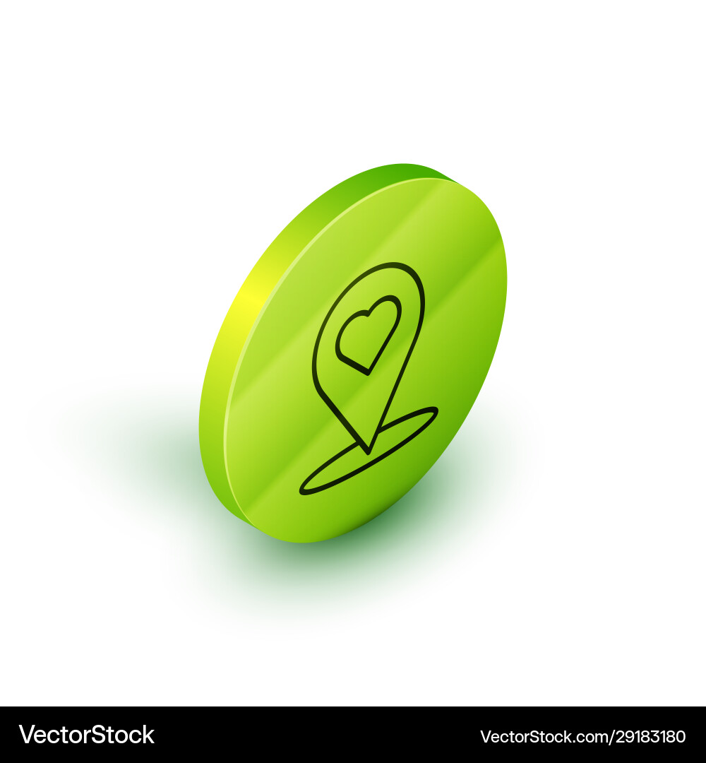 Isometric line map pointer with heart icon Isometric line map pointer with heart icon vector image